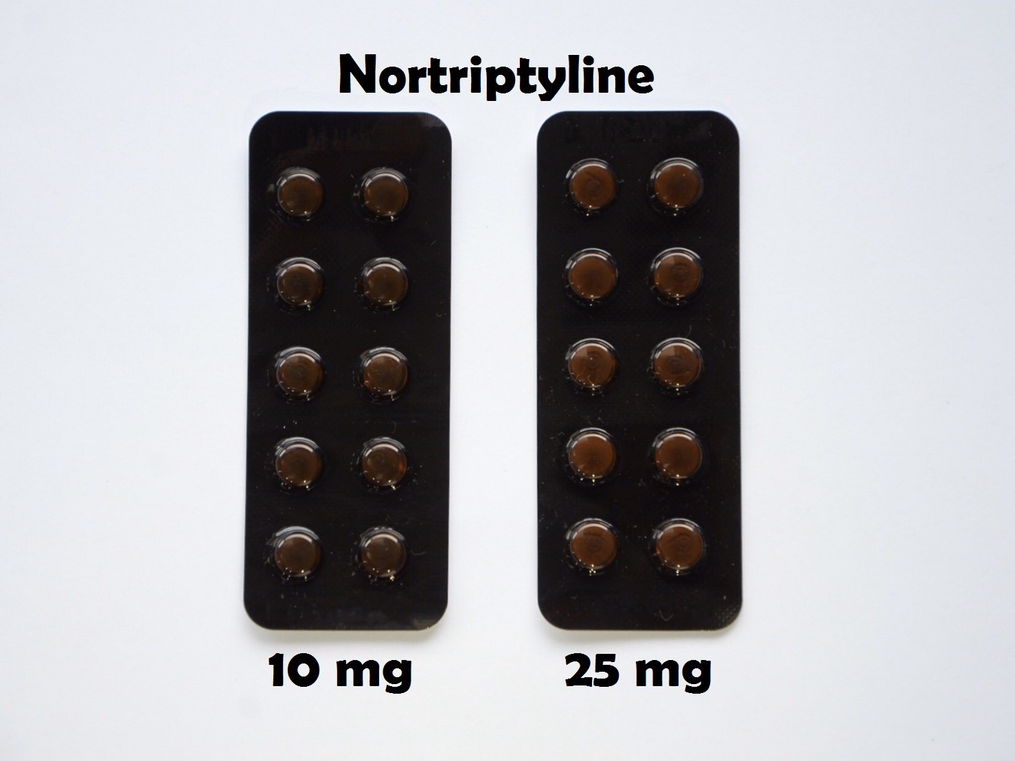 ยาที่มีหลายความแรง : Nortriptyline 10 mg และ 25 mg