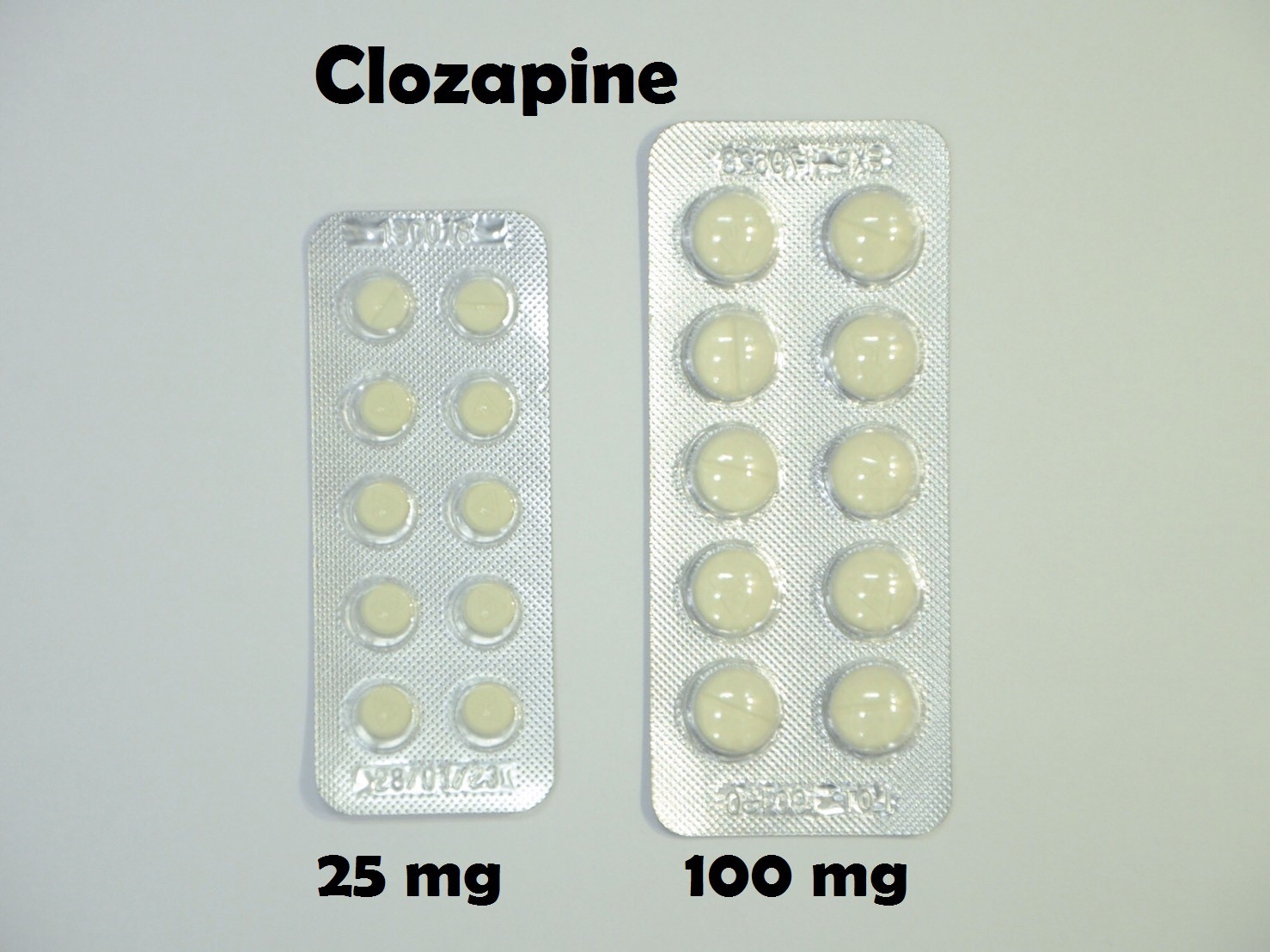 ยาที่มีหลายความแรง : Clozapine 25 mg และ 100 mg