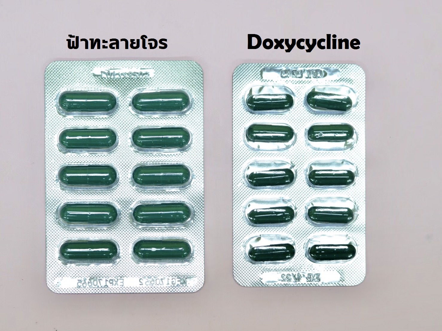 Doxycycline มองคล้ายกับ ฟ้าทะลายโจร