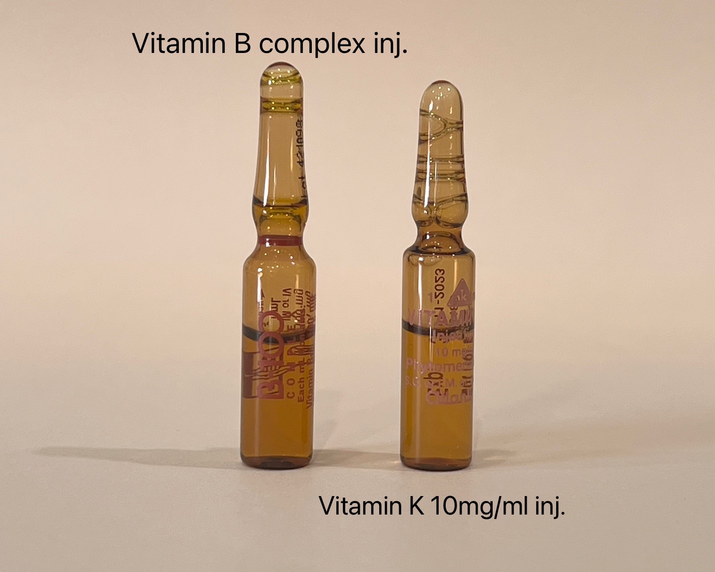 Vitamin B complex inj. มองคล้ายกับ Vitamin K 10mg/ml inj.