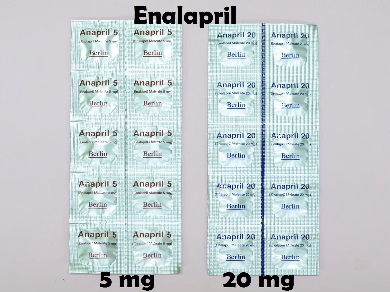 ยาที่มีหลายความแรง : Enalapril 5 mg  และ 20 mg